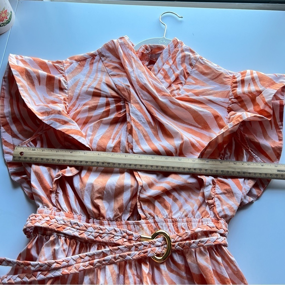 Derek Lam Collective Zebra Cutout Mini Dress in Orange Size 46 - Picture 12 of 12